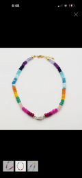 🌈 Treasure Jewels Colorful Gemstone with Pearl Necklace 🌈